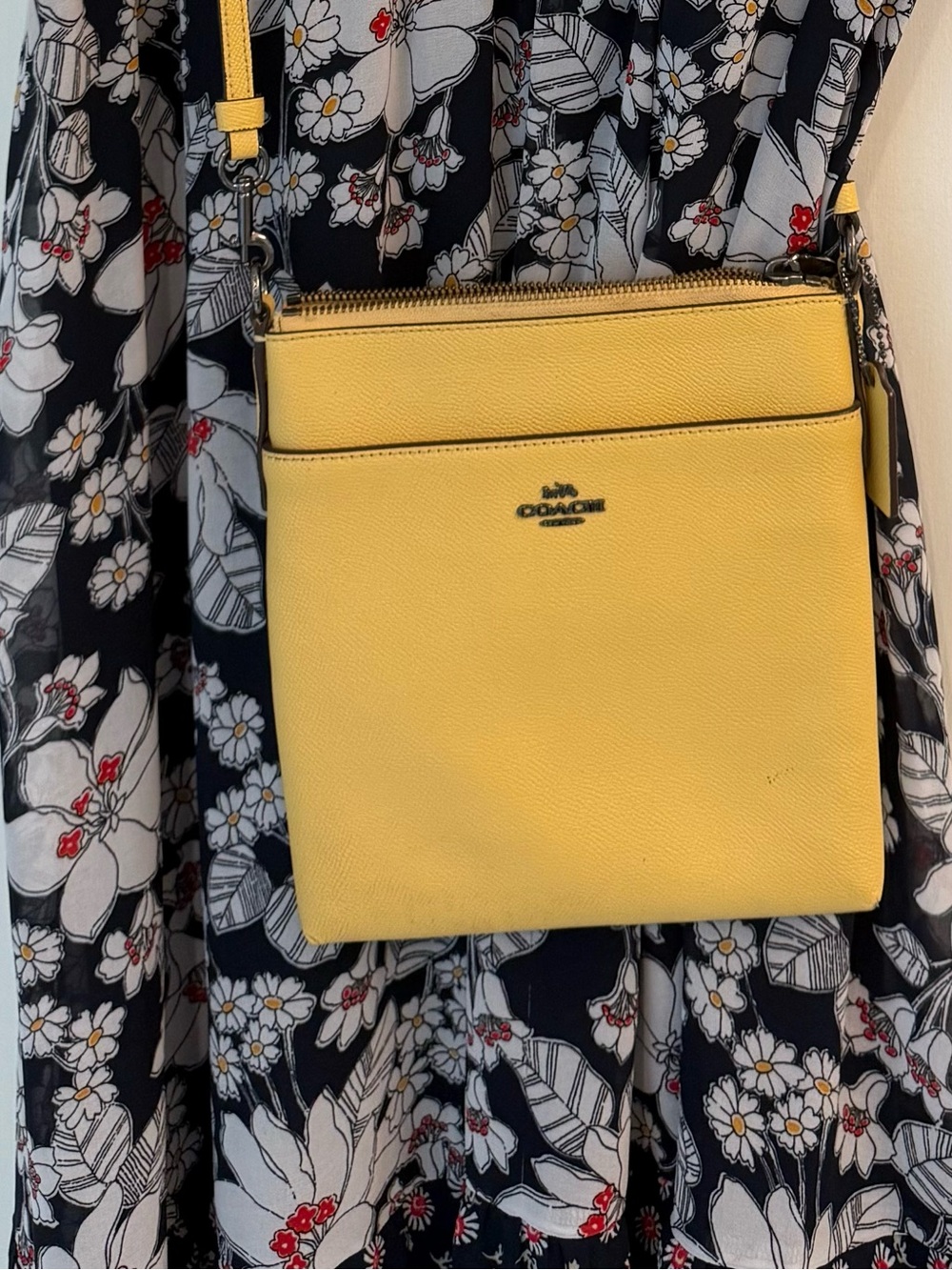 Coach Yellow Pebbled Leather Crossbody